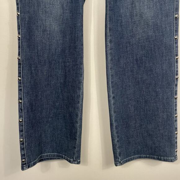 Judy Blue Tell Me About It Straight Fit Jeans Size 11/30 Blue Studded Stretch - Picture 9 of 16